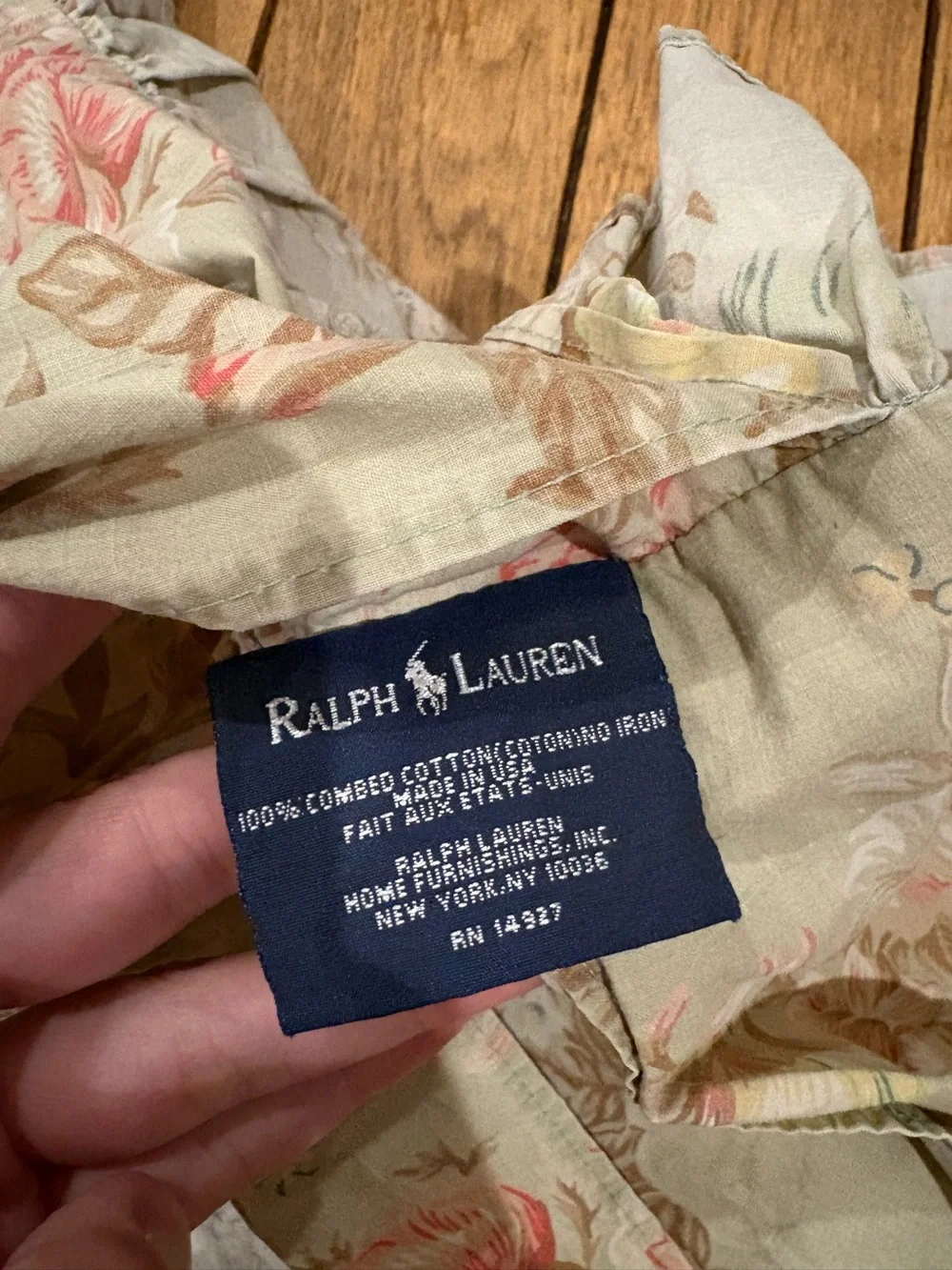 VTG Ralph Lauren floral pillow sham ruffle blue label green